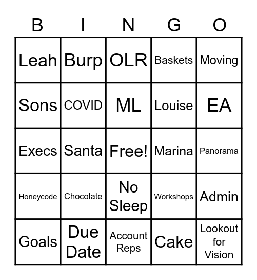 ReInvent Celebration Bingo Card