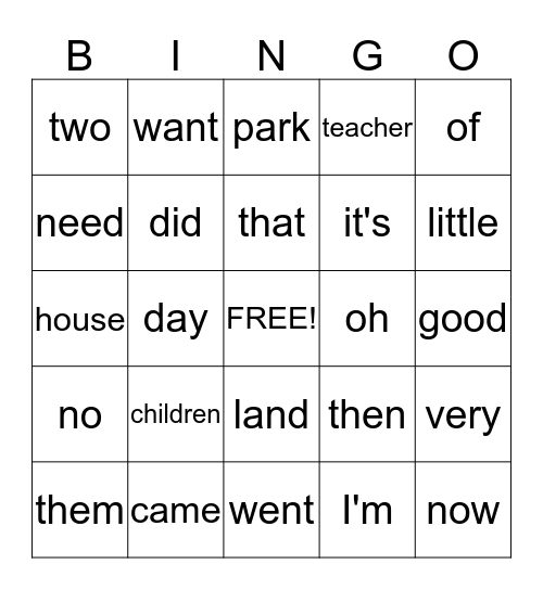 Theme 1-4 Bingo Card