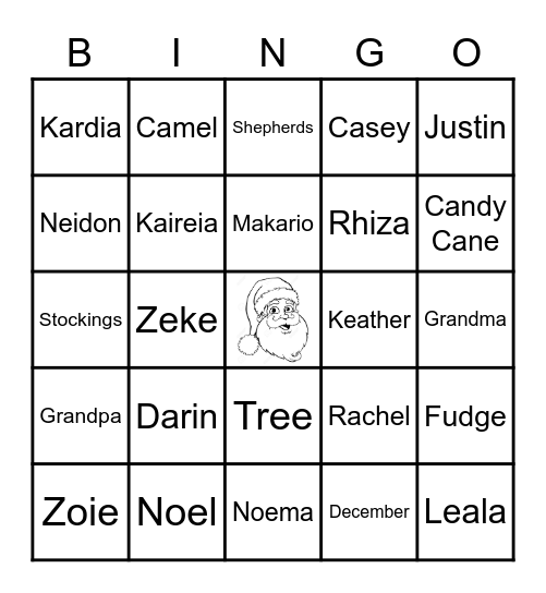 Kleeman Christmas Bingo Card