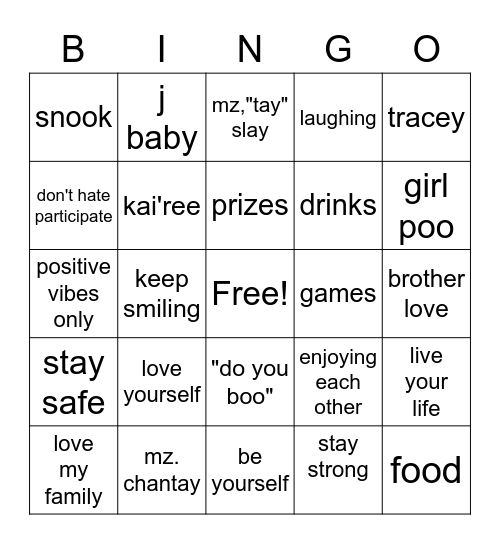 MZ. TAY      "GAME NIGHT" Bingo Card