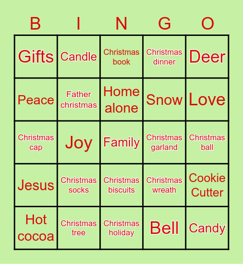 Holiday Fun! Bingo Card