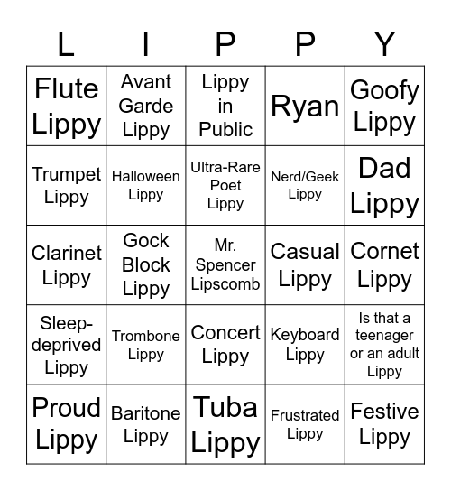 Lippy Bingo Card