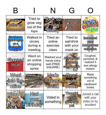 2020 PANDEMIC BINGO Card