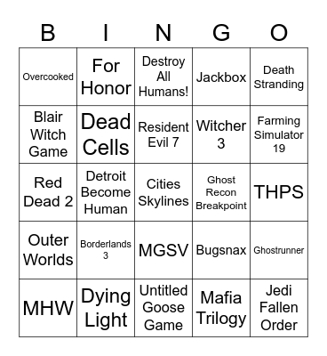 Epic 15 Free Games Bingo Card