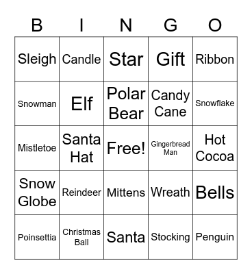 Holiday 2020 Bingo Card