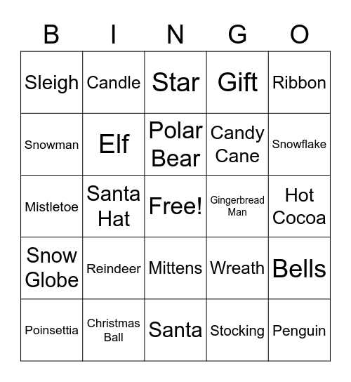 Holiday 2020 Bingo Card