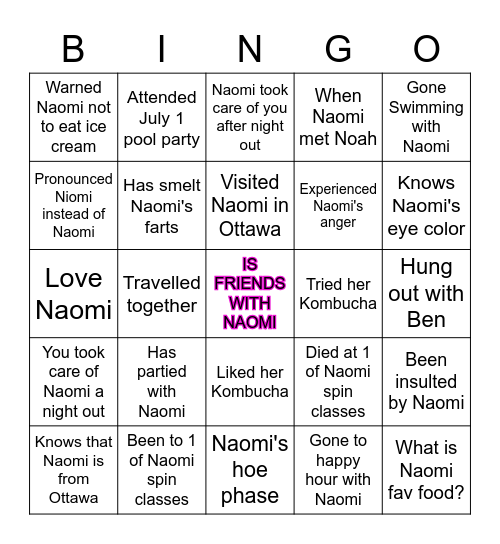 NAOM-INGO Bingo Card