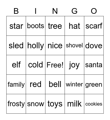 Winter Bingo! Bingo Card