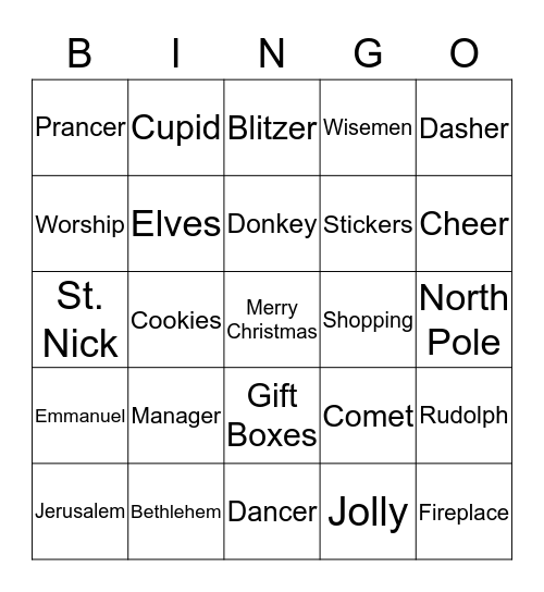 Christmas Bingo Card