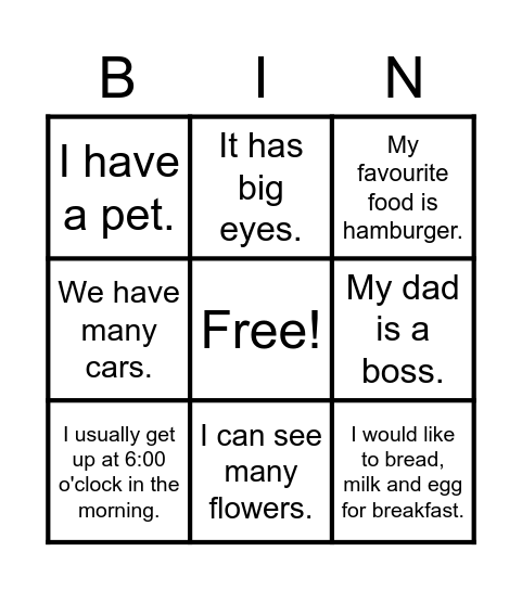 Untitled Bingo Card