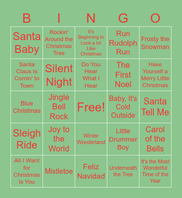 Christmas Song Bingo!! Bingo Card