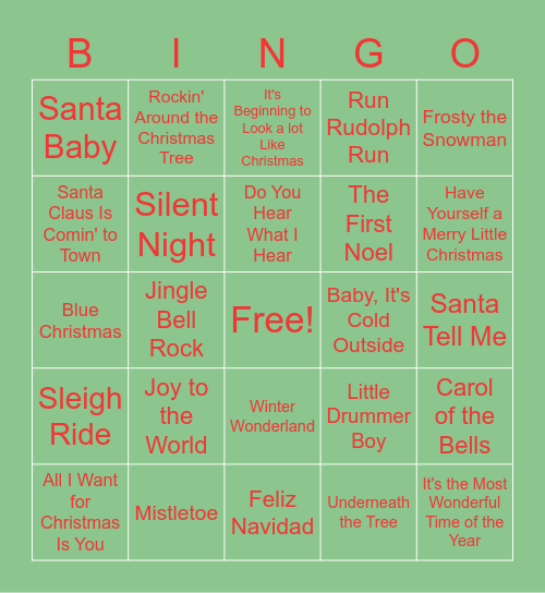 Christmas Song Bingo!! Bingo Card