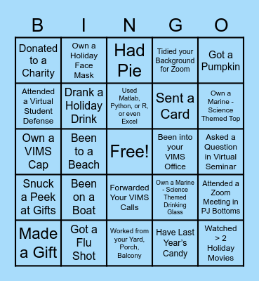 DPS Virtual Holiday Get Together Bingo Card