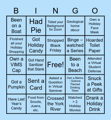 DPS Virtual Holiday Bingo! Bingo Card