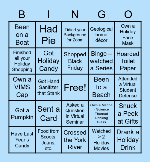 DPS Virtual Holiday Bingo! Bingo Card