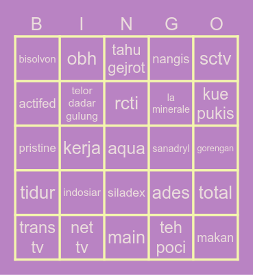 k r y s s i e Bingo Card