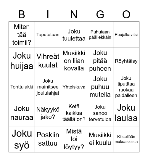 Etäpikkujoulubingo Card