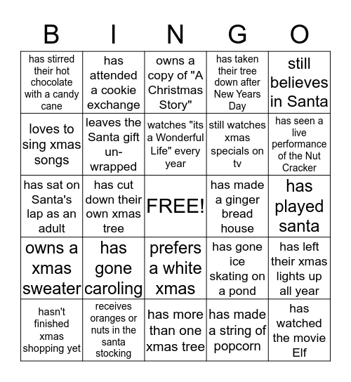 Commander Warehouse Christmas Bingo Card