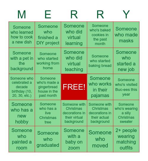 Borski Christmas Bingo Card