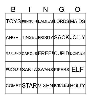 HOLIDAY Bingo Card