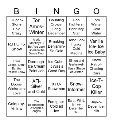 Total-Quiz.com Presents: Radio Bingo Brrrr Bingo Card
