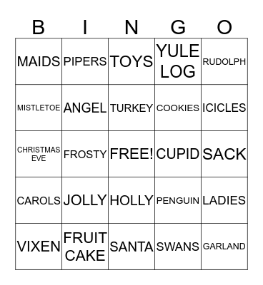 HOLIDAY Bingo Card