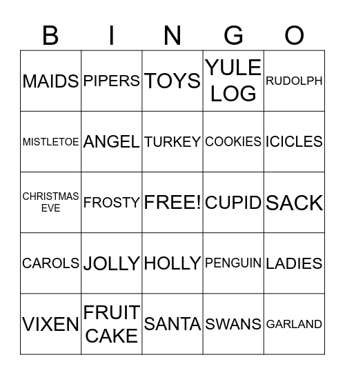 HOLIDAY Bingo Card