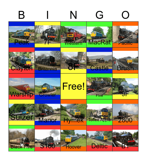 West Somerset Railway Bingo Card