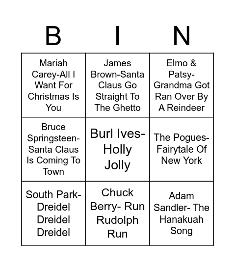 Total-Quiz.com Presents: Radio Bingo Winter Holiday Bingo Card