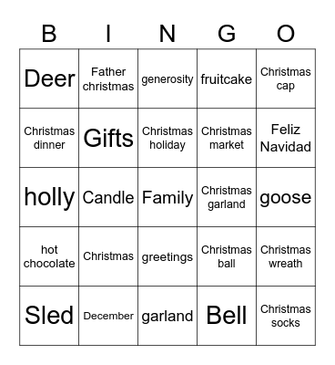 Holiday Fun! Bingo Card