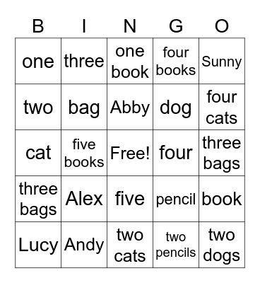 How many? Bingo Card