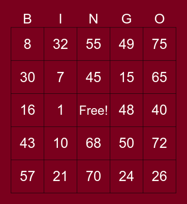 LORDE'S CARD Bingo Card