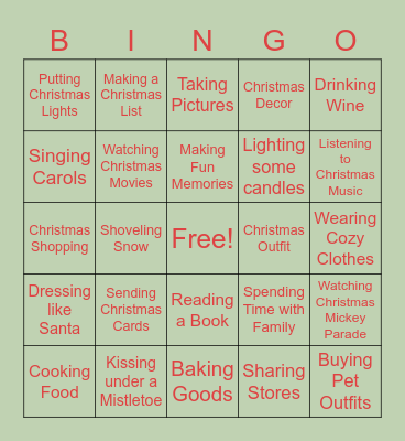 ✨ Christmas Activities 🎄 Bingo Card