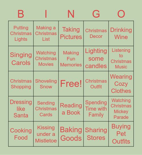 ✨ Christmas Activities 🎄 Bingo Card