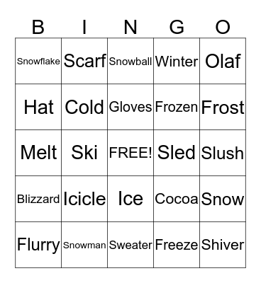 Snowflake Bingo Card