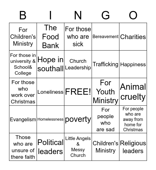 THE VIBE PRAYER BINGO CARD Bingo Card