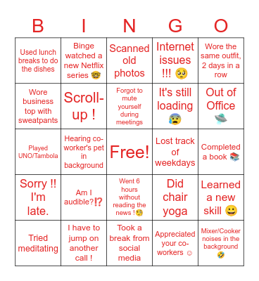 WFH BINGO Card
