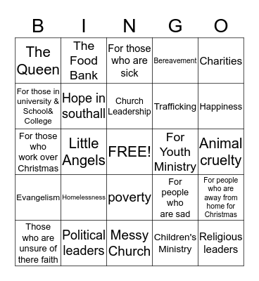 THE VIBE PRAYER BINGO CARD Bingo Card