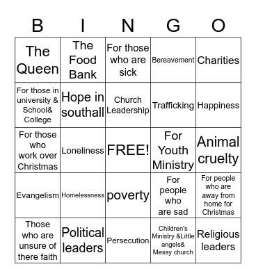 THE VIBE PRAYER BINGO CARD Bingo Card