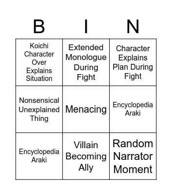 JoJo Bingo Card