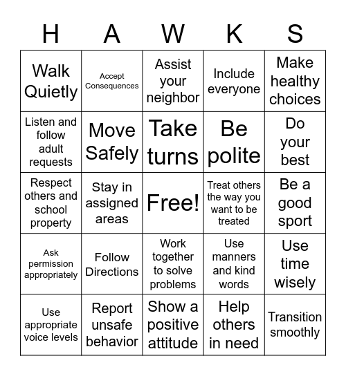 Hawks Expectations Bingo Card