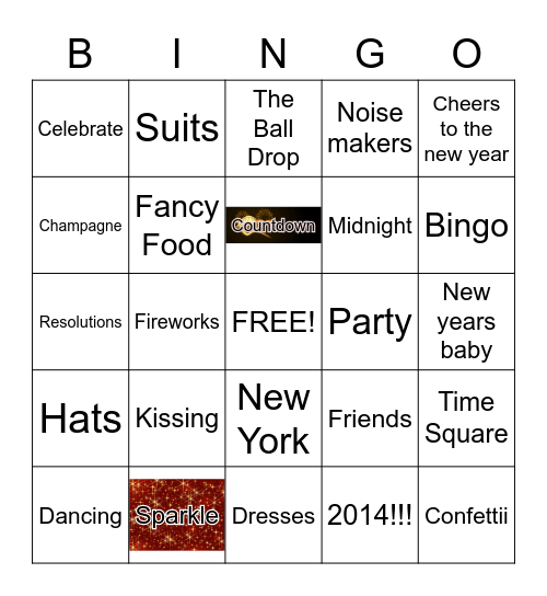 NEW YEARS EVE BINGO! Bingo Card