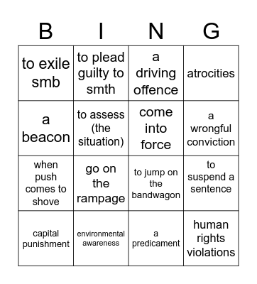 B - Do you have the word/phrase which means...? Bingo Card