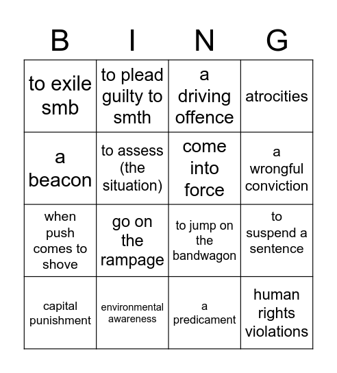 B - Do you have the word/phrase which means...? Bingo Card