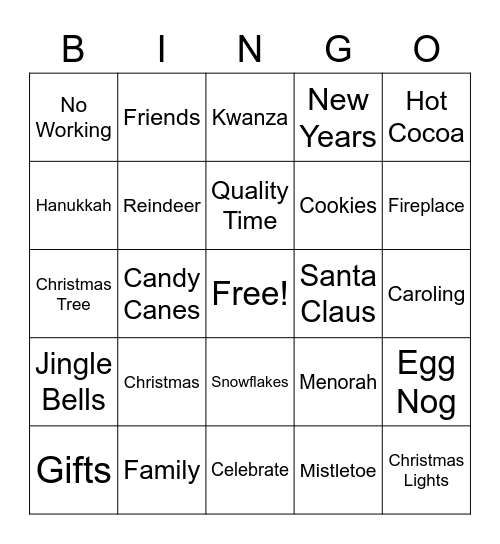 eCivis Holiday Bingo Card