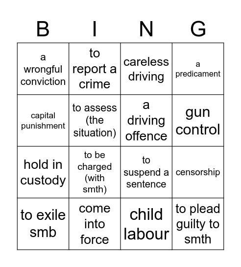 A - Do you have the word/phrase which means...? Bingo Card