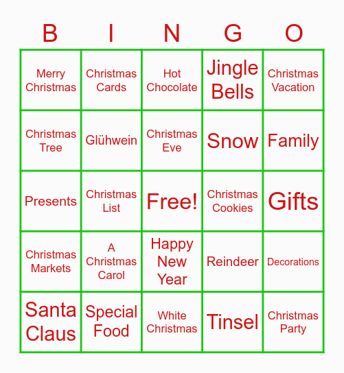 Christmas Bingo Card