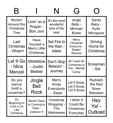 Christmas(ish) Bingo Card