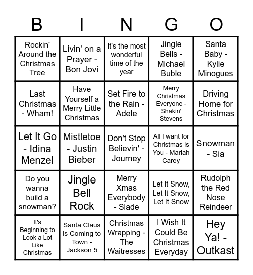 Christmas(ish) Bingo Card