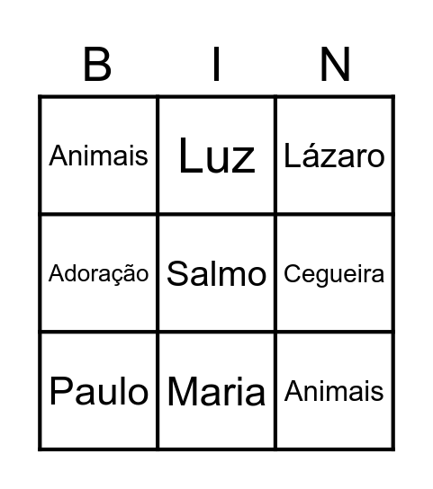 BINGO BÍBLIA 1 e 2 Bingo Card